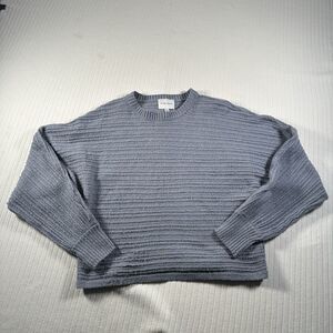 Pink Rose Womens Small Blue Ribbed Knit Sweater Cropped Cozy Pullover